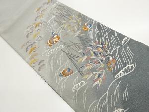 荒波に鴛鴦・松模様織出し袋帯